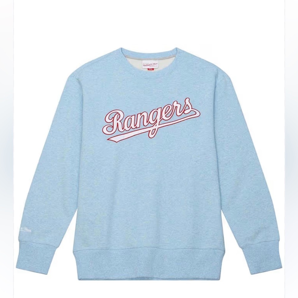 Mitchell & Ness Light Blue Rangers Crewneck Sweater